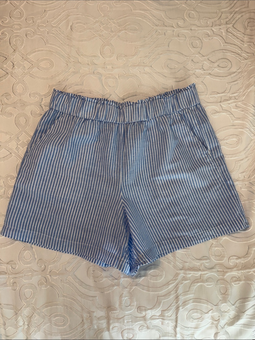 Talbots Blue and White Striped High Waist Shorts